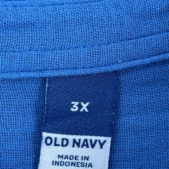 NEW Old Navy Womens Plus 3X Blue Button Up Shirt Cotton Gauzy Relaxed Fit Top - Picture 4 of 10